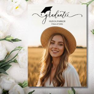 Modern script Graduate 2 Photo Graduation  Invitat Invitation