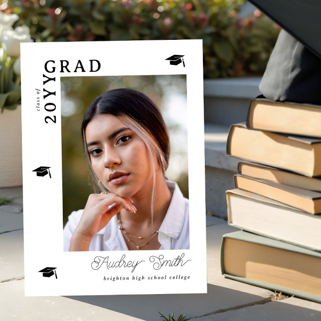 Modern Script Graduate 2 Photo Graduation Invitation (Creator Uploaded)