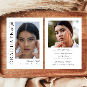 Modern Script Graduate 2 Photo Graduation Invitation