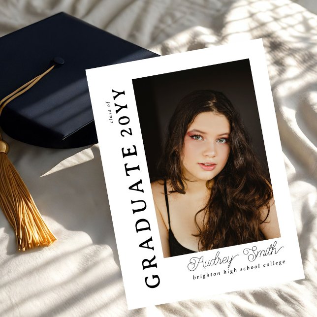 Modern Script Graduate 2 Photo Graduation Invitation (Creator Uploaded)
