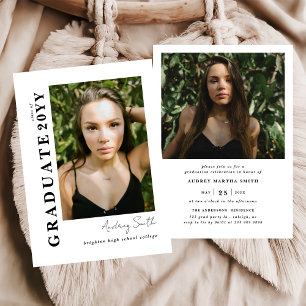 Modern Script Graduate 2 Photo Graduation Invitation