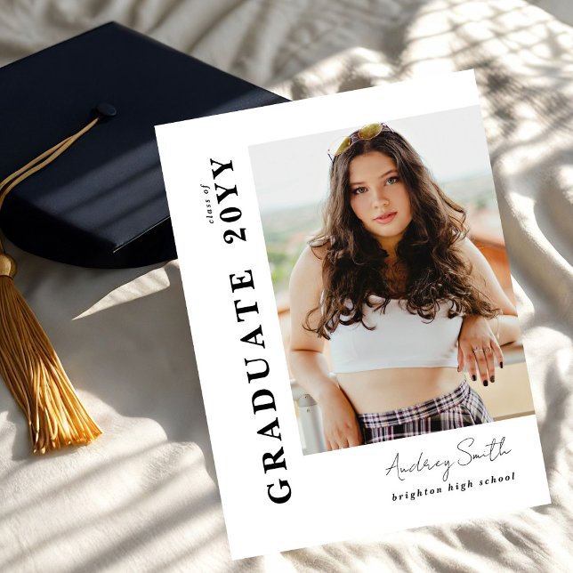 Modern Script Graduate 2 Photo Graduation Invitation (Creator Uploaded)