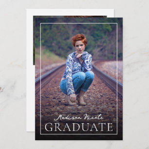 Modern Script Graduate 2 Photo Graduation Invitation