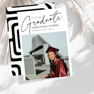 Modern Script Graduate 2 Photos Graduation Announcement