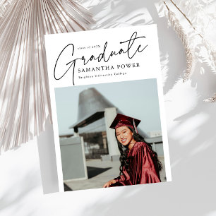 Modern Script Graduate 2 Photos Graduation Invitation