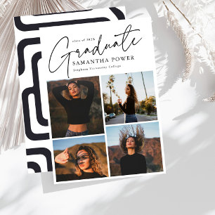 Modern Script  Graduate 4 Photos Graduation Announcement