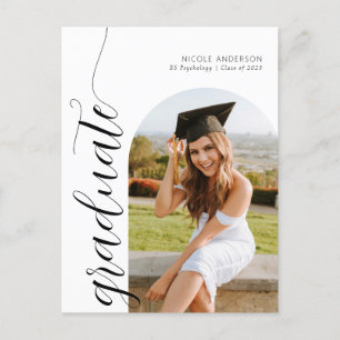 Modern Script Graduate Arch 2 Photo Announcement Postcard
