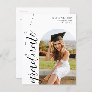 Modern Script Graduate Arch Photo Invitation Postcard