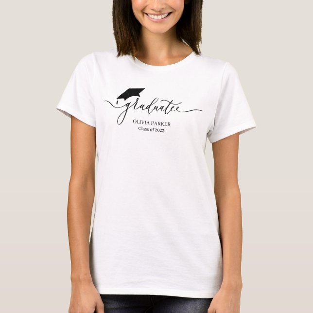Modern script Graduate Graduation  T-Shirt (Front)