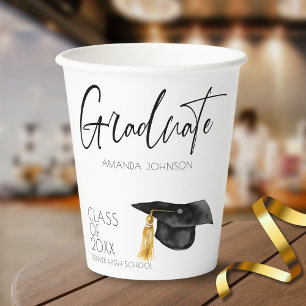 Modern Script Graduate Hat Graduation Paper Cups