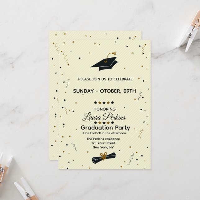 Modern Script Graduate Invitation (Front/Back In Situ)