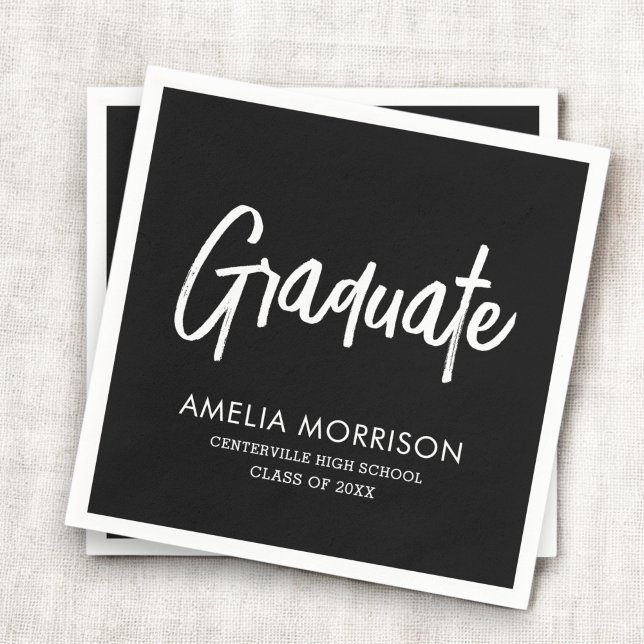 Modern Script Graduate Minimalist Graduation Napkin (Creator Uploaded)