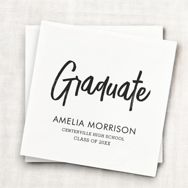 Modern Script Graduate Minimalist Graduation Napkin (Creator Uploaded)