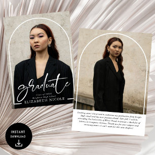 Modern Script  Graduate  Photo Arch Graduation Announcement