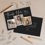 Modern Script Graduate Photo Collage Graduation Thank You Card<br><div class="desc">A Modern Script Graduate Photo Collage Graduation Thank You Card with handwritten font and 3 photos on the front with name and graduation details. The back has a personal thank you message from the graduate. Click the edit button to customise this design.</div>