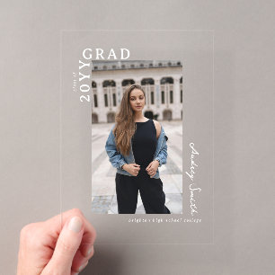 Modern Script Graduate Photo Graduation Acrylic Invitations