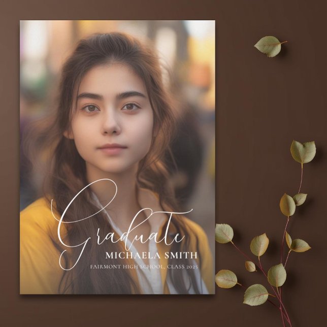 Modern Script Graduate Photo Graduation Announcement (Creator Uploaded)