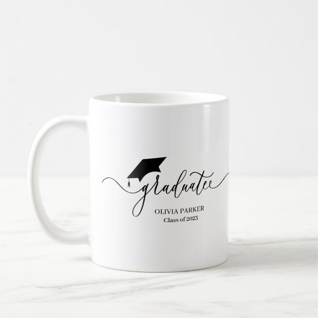 Modern script Graduate Photo Graduation  Coffee Mug (Left)