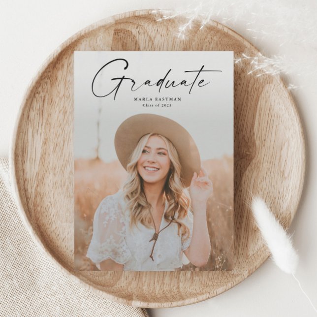 Modern Script Graduate Photo Graduation Invitation (Creator Uploaded)