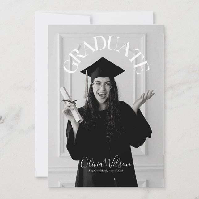 Modern Script Graduate Photo Graduation  Invitation (Front)