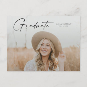 Modern Script Graduate Photo Graduation Invitation Postcard