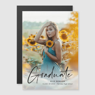 Modern Script Graduate Photo Graduation Magnetic Invitation