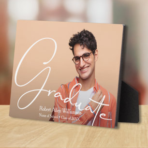 Modern Script Graduate Photo Plaque