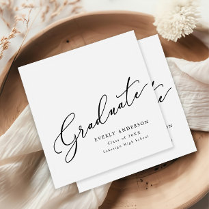 Modern Script Graduate Simple Graduation Napkin