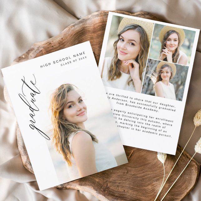 Modern Script Graduate Simple Photo Graduation  Announcement (Creator Uploaded)