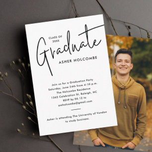 Modern Script Graduate Simple Photo Graduation Enclosure Card