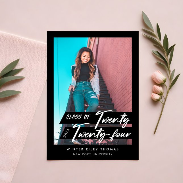 Modern Script Graduate Twenty Twenty Four Photo Invitation (Modern Script Graduate Twenty Twenty Four Photo Invitation)