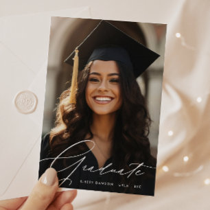 Modern Script GRADUATE Two Photo GRADUATION Announcement