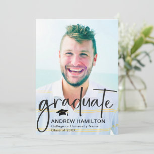 Modern Script Graduate Two Photo Graduation Cool Announcement