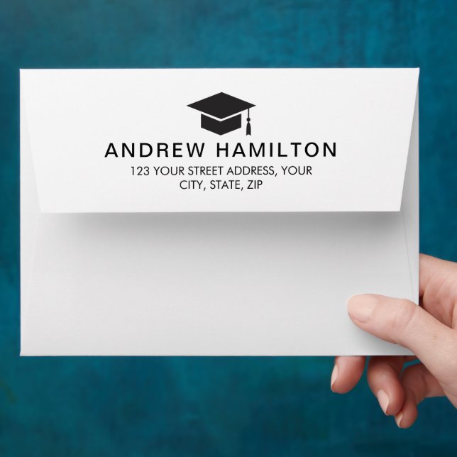 Modern Script Graduate Two Photo Graduation Cool Envelope (Hand)