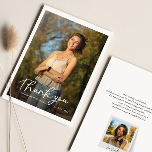 Modern Script Graduation 2026 Photos Grad Thank You Card