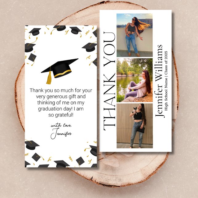 modern script graduation 3 photo booth 2026 thank you card (Creator Uploaded)