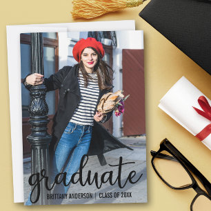 Modern Script Graduation Announcement Photo Card