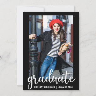 Modern Script Graduation Announcement Photo Card B