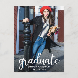Modern Script Graduation Announcement Photo Postcard
