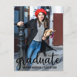 Modern Script Graduation Announcement Photo Postcard