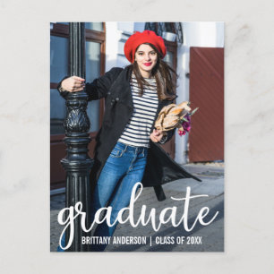 Modern Script Graduation Announcement Photo W