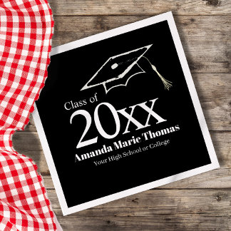 Modern Script Graduation Name Class Year Design Napkin
