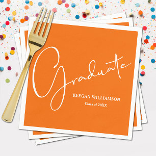 Modern Script Graduation Orange Napkin