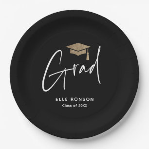 Modern Script Graduation Paper Plate