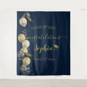 Modern Script Graduation Party Backdrop   Graduate Tapestry