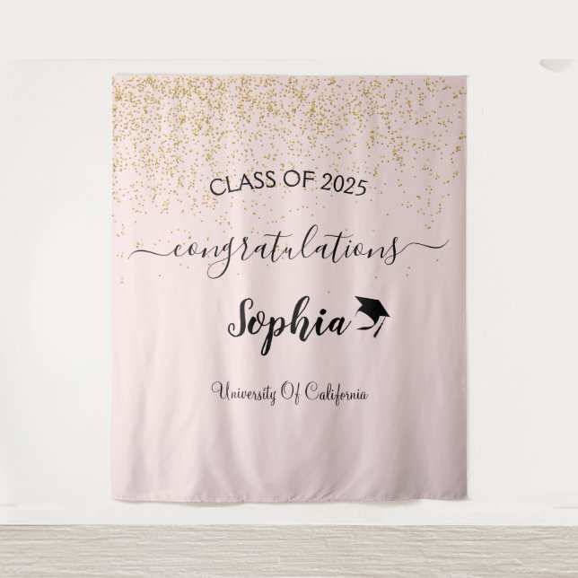 Modern Script Graduation Party Backdrop | Graduate Tapestry (Front)
