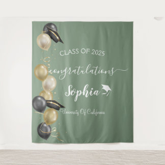 Modern Script Graduation Party Backdrop | Graduate Tapestry