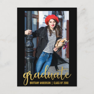 Modern Script Graduation Party Invitation Gold