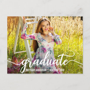 Modern Script Graduation Party Invitation Photo W Postcard