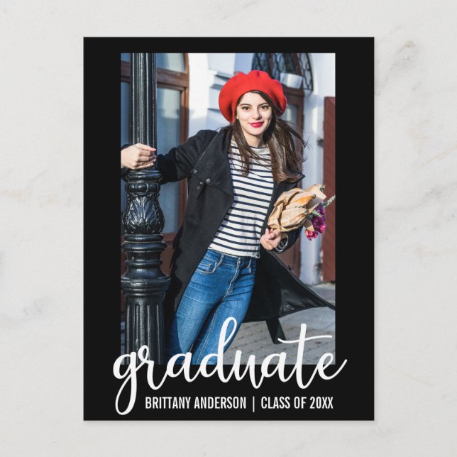 Modern Script Graduation Party Invitation WB (Front)